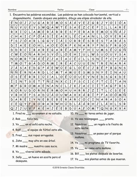 Future Simple Tense Spanish Word Search Worksheet Amped Up Learning Worksheets Library