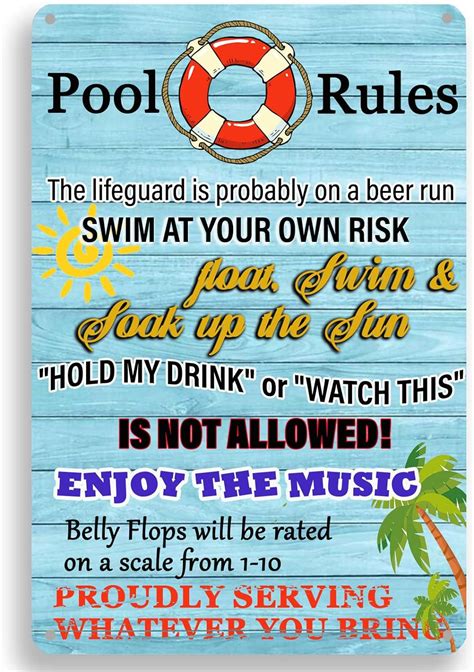 Funny Pool Rules Sign You Are Not Allowed To Do Anything Retro Home Decor Wall Art Posters