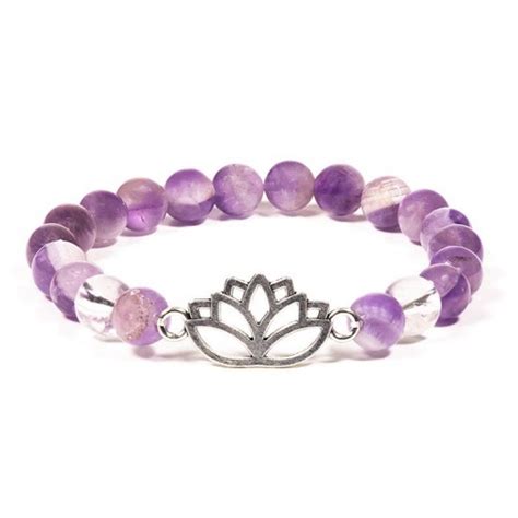 Armband Amethist Bergkristal Met Lotus Spirituele Winkel