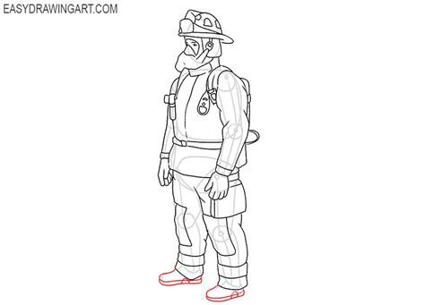 How To Draw A Firefighter Easy Drawing Art