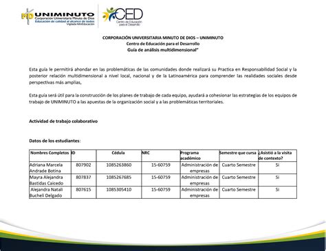 Guia De Analisis Multidimensional De Las Problematicas Corporacin