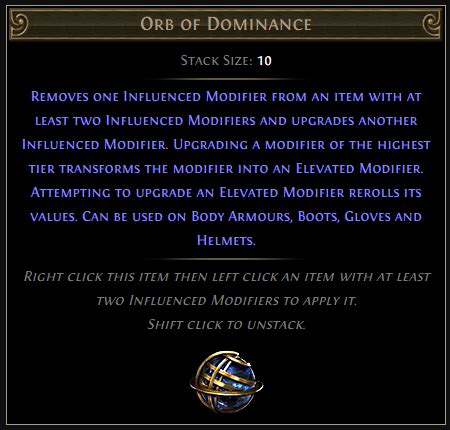 Orb of Dominance PoE Mods