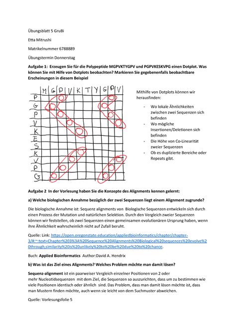 L Sung Bungsblatt Grundlagen Der Bioinformatik Bungsblatt Grubi