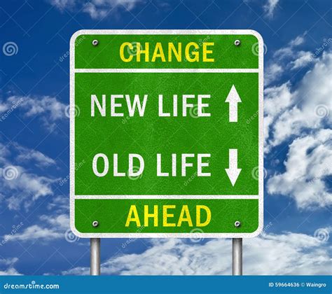 Change Ahead Word On Giant Yellow Road Signs Stock Photo
