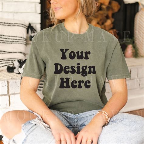 Comfort Colors 1717 Moss Mockup Comfort Colors T Shirt Mockup Boho T