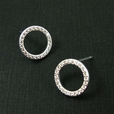 Sterling Silver Earrings Cz Cubic Zirconia Pave Round Earring Studs