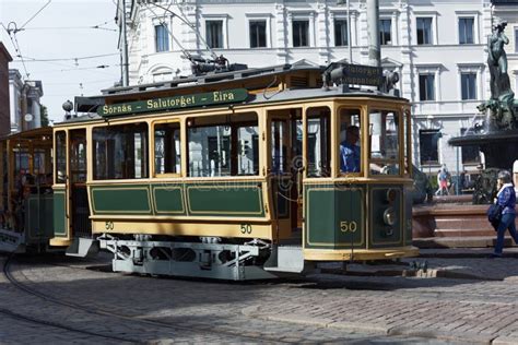 Retro Tram In Helsinki Finland Editorial Stock Image Image Of