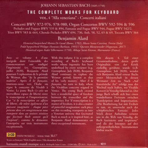 Benjamin Alard J S Bach The Complete Works For Keyboard Vol