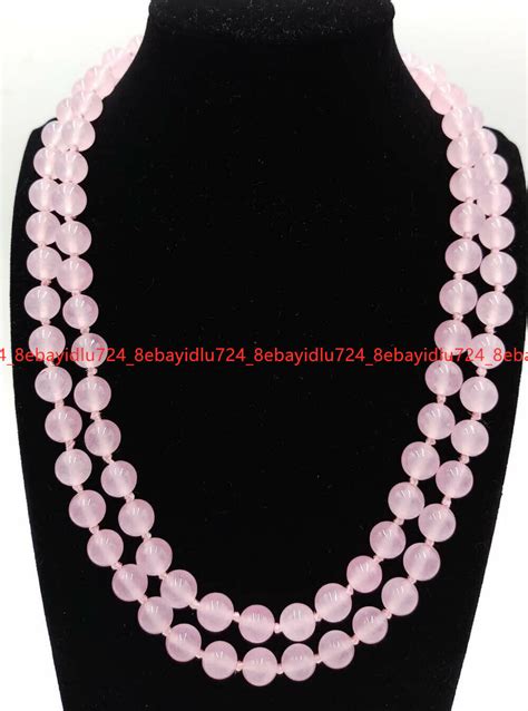 Natural 6mm 8mm 10mm Pink Jade Gemstone Round Beads Necklace Long 36