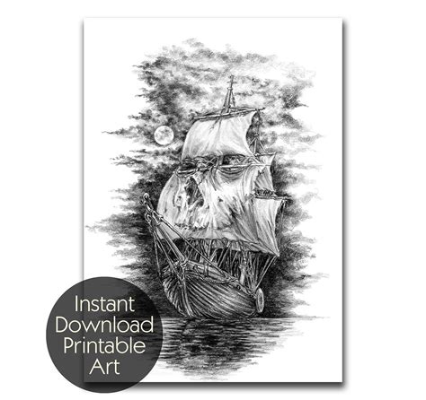 Pirate Ship Skull Printable Art Digital Files (Download Now) - Etsy