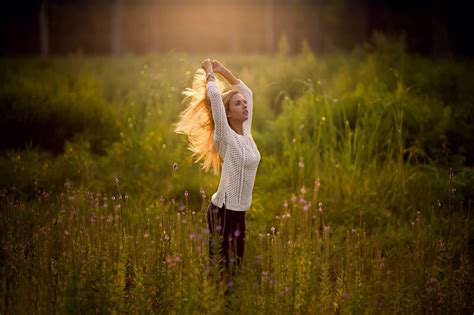 Wallpaper Sunlight Forest Women Nature Reflection Grass