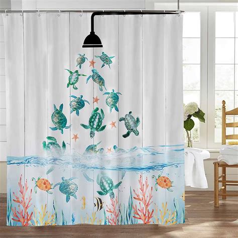 Beynepe Ocean Turtle Shower Curtain Sea Turtle Shower