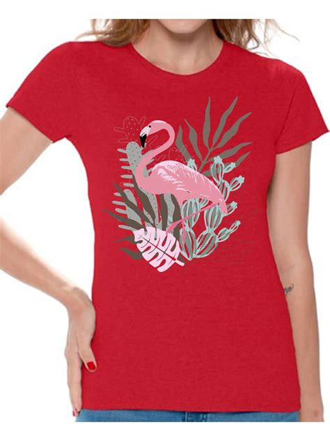 Awkward Styles - Awkward Styles Floral Flamingo Womens T-Shirt Pink