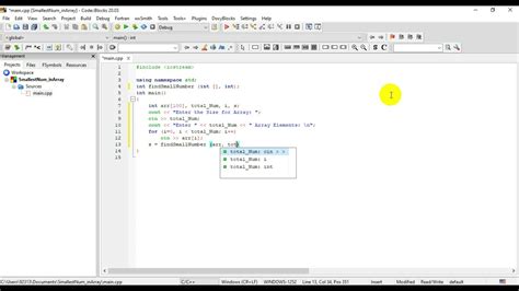 Find Smallest Number In Array Using Function Youtube