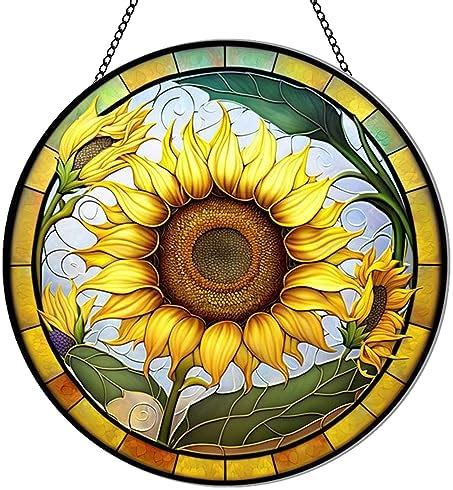 MATIHAY Sunflower Acrylic Window Hanging Sunflower Wall Decor For