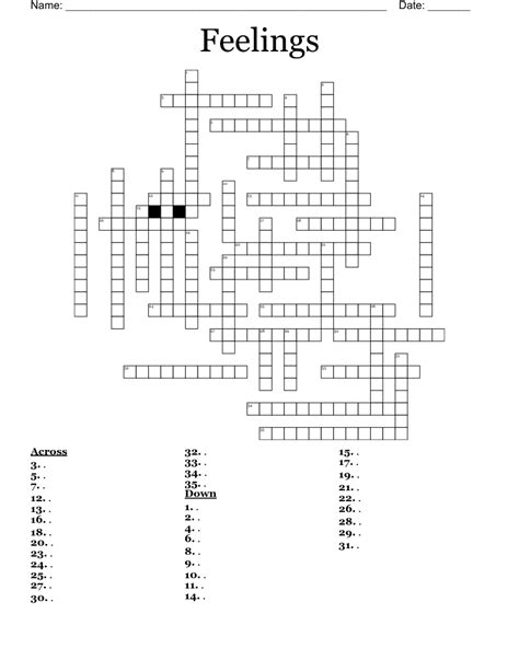 Feelings Crossword Wordmint