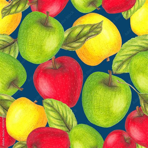 Seamless Pattern Of Hand Drawn Apples Stock Illustration Adobe Stock