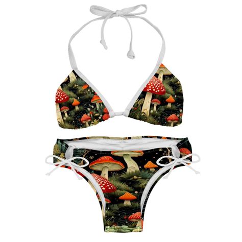 Mushroom Detachable Sponge Adjustable Strap Bikini Set Two Pack