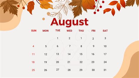 Free August 2024 Calendar Template PowerPoint Google Slides