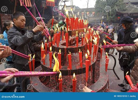 People Burning Incense Upon The Incense Altar Editorial Stock Photo