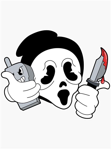 Ghostface Scream Movie Rubber Hose Cartoon Cuphead Style Sticker For