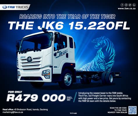 FAW TRUCKS SA On Twitter The New FAW JK6 15 220FL 8 Ton Freight