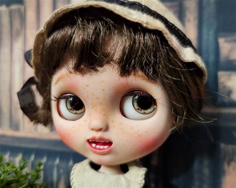 Custom Blythe Doll With Brown Hair White Skintone Open Mouth Etsy