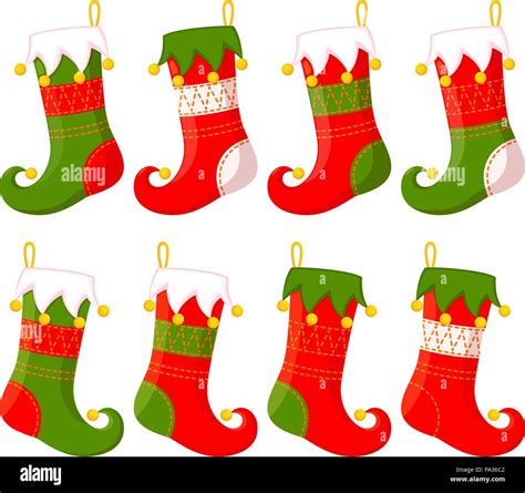 Colorful Cartoon Christmas Stocking Set Stock Vector Image Art Alamy