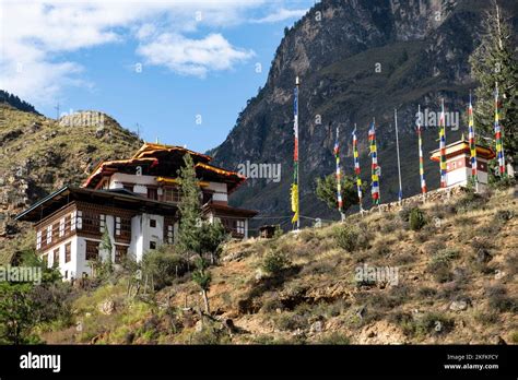 Prayer Flags In Bhutan Stock Photo Alamy