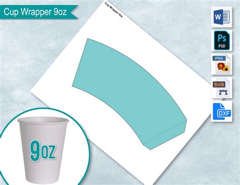 9oz Blank Paper Cup Wrapper Template Styrofoam Coffee Cup Etsy