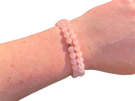 Rose Quartz Bracelet 6mm Round Gemstone Beaded Bracelet Etsy