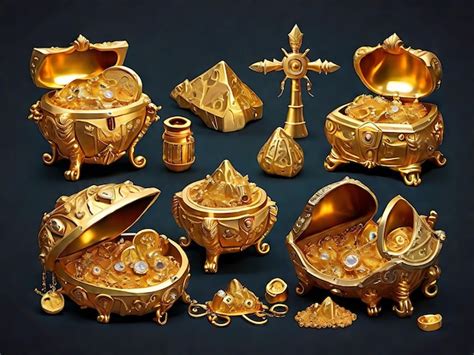 Premium AI Image | Set of gold treasure