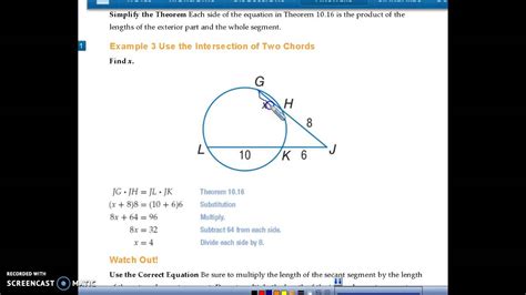 Theorem 10 16 Secant Segment Theorem Youtube