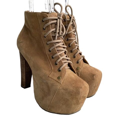 Jeffrey Campbell Lita Boots Tan Brown Suede Lace Depop