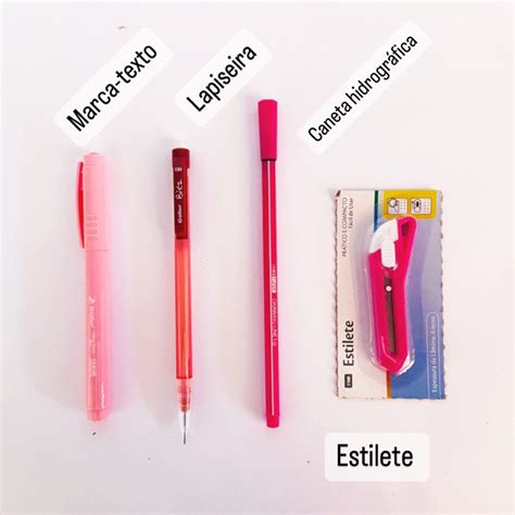 Kit Papelaria Material Escolar C Marca Texto Lapiseira Caneta