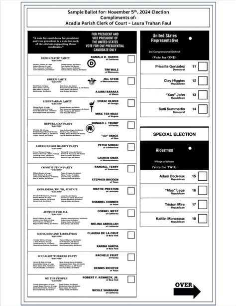 Sample Ballots Acadia Parish Clerk Of Court