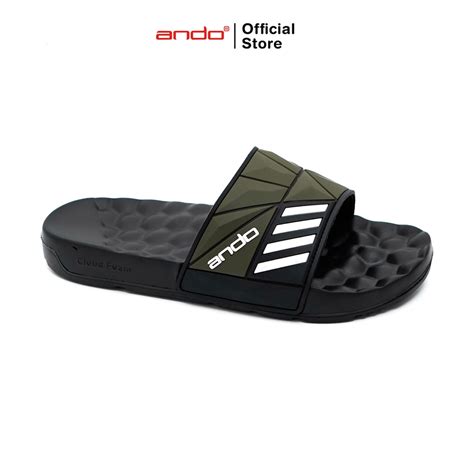 Jual Ando Official Sandal Selop Slip On Piramid Pria Dewasa Hitam