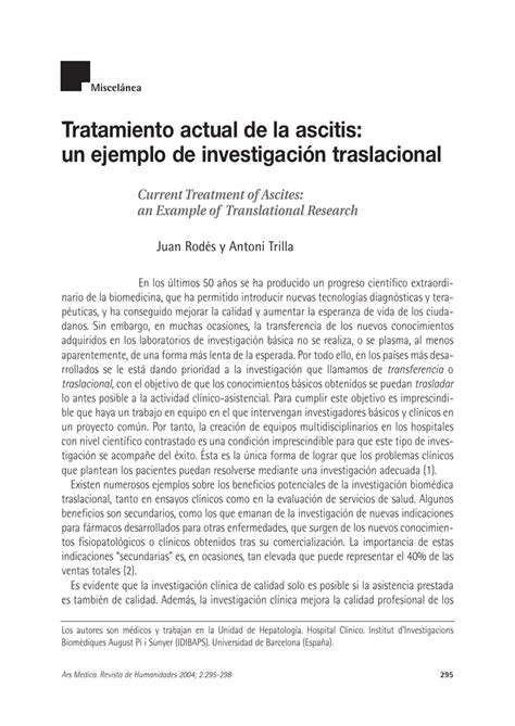 Un Ejemplo De Investigaci N Traslacional