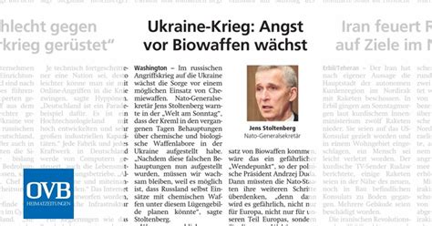 Ukraine Krieg Angst Vor Biowaffen W Chst Ovb Heimatzeitungen