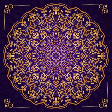 Premium Vector | Royal golden blue mandala art background with border ...