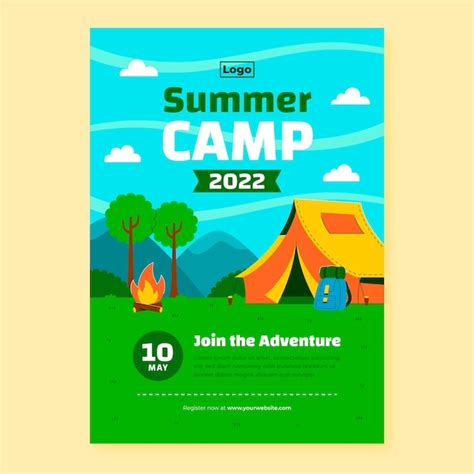 Free Vector Flat Summer Camping Poster Template