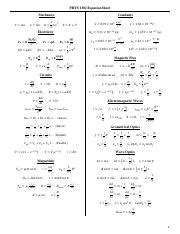 Equation Sheet For Phys Mechanics Circuits Optics Course Hero