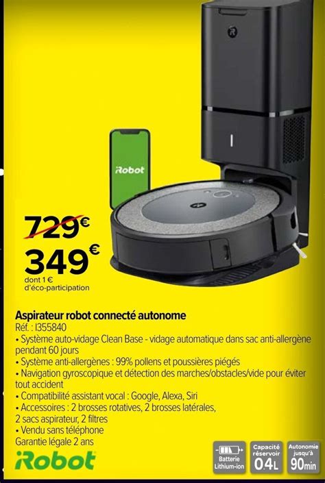 Promo Aspirateur Robot Connecte Autonome Chez Carrefour Market