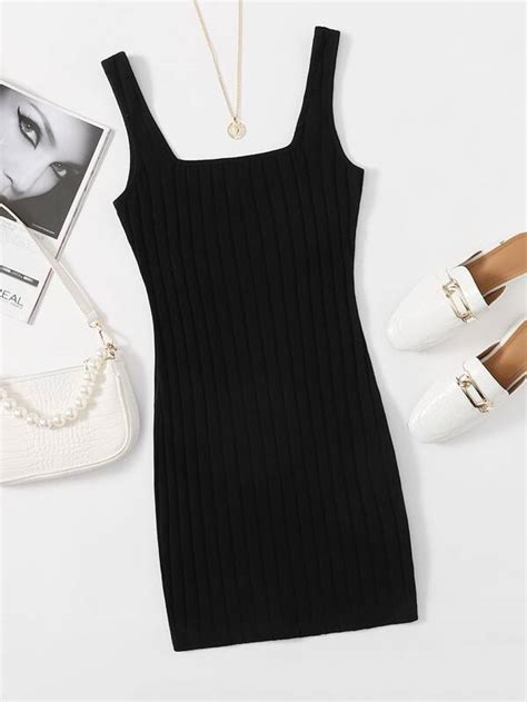 Shein Ezwear Rib Knit Bodycon Dress Shein In