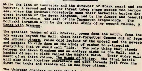 Spoilers All The Original Outline Grrm Drew Up For His Trilogy A