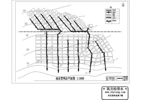 某城区给排水管网规划设计图（带设计说明书）道路管线图土木在线