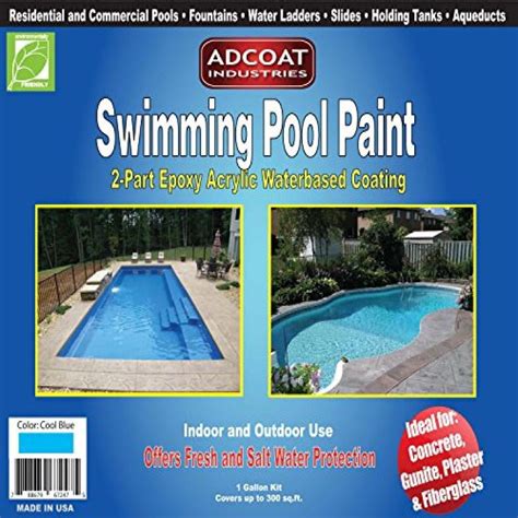 Swimming Pool Paint, 2-Part Epoxy Acrylic Waterbased Coating, 1 Gallon ...