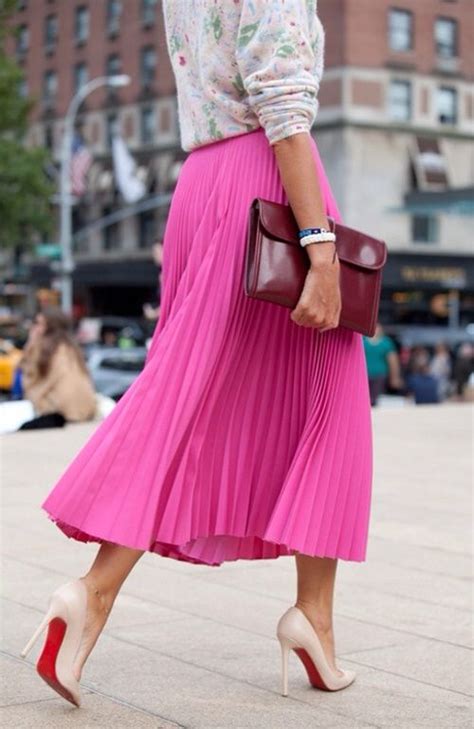 Hot Pink Pleated Skirt Fashion Beautiful Skirts Style