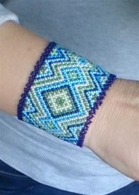 Mexican Jewelry Huichol Art Beaded Bracelet Ethnic Boho Cuff Etsy