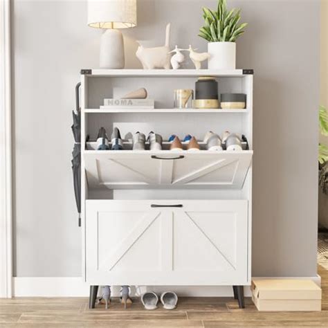 Amazon LUCKHAO Shoe Cabinet For Entryway White Shoe Storage